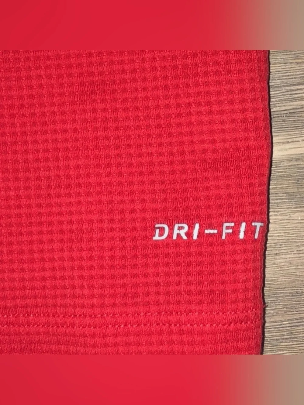 Nike Red Short Sleeve Dri-FIT Tee with Black/Blue Swoosh